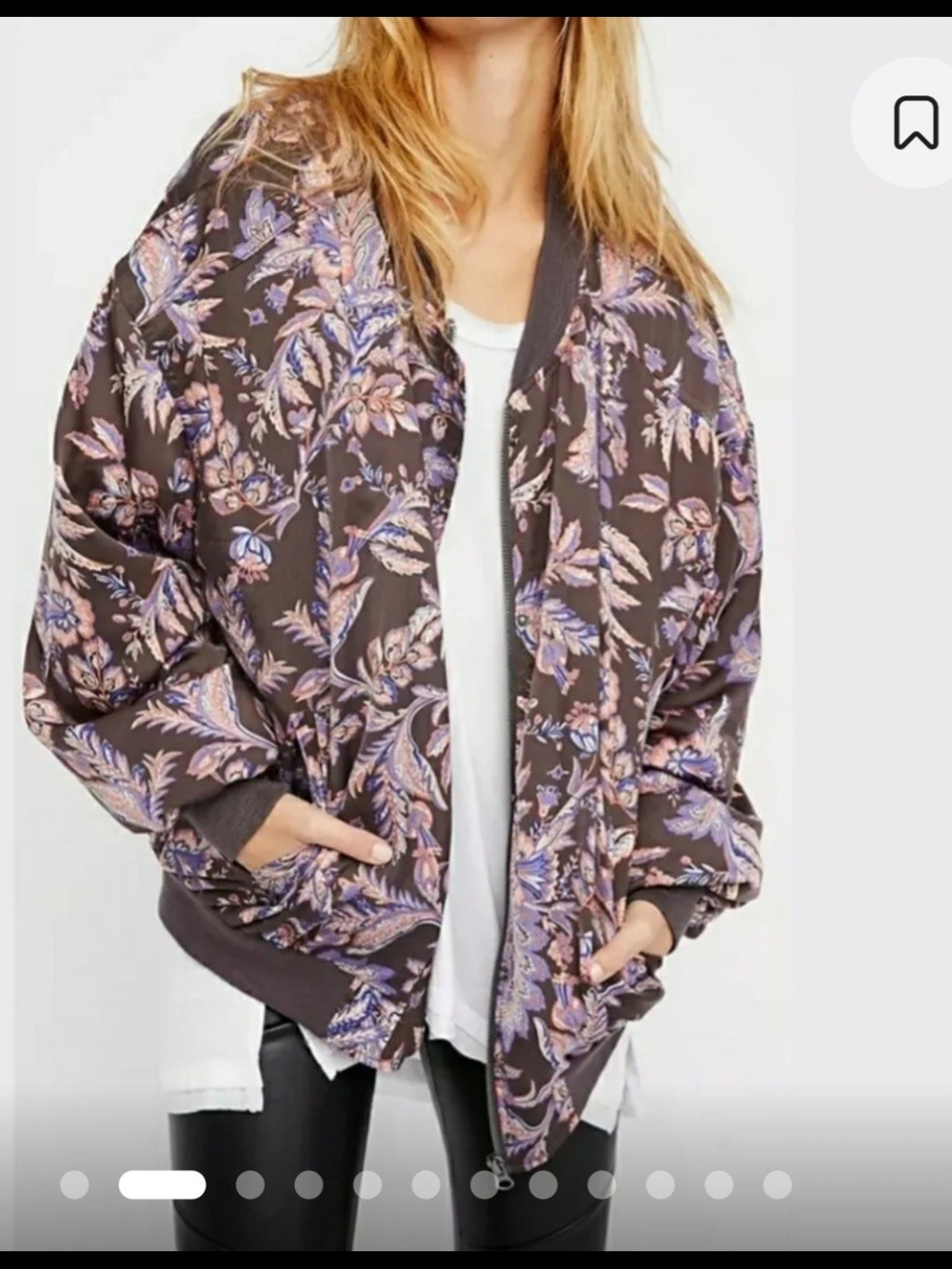 Free People S Paisley Silky Quilted Oversized Bomber Jacket Floral